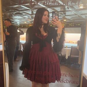 Red Ruffled Mini Dress “The Fae Dress in garnet”